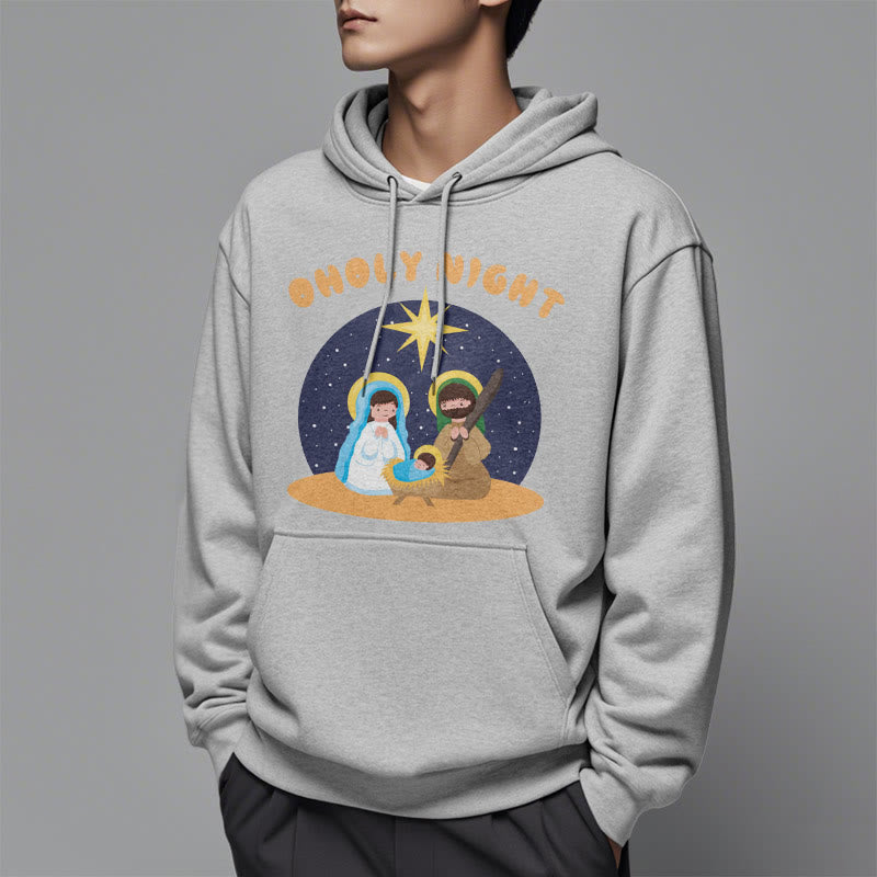Christianartworkshop Farbiger Stil Heilige Nacht Weihnachtskrippe Fleece gefütterter Polyester-Kapuzenpullover