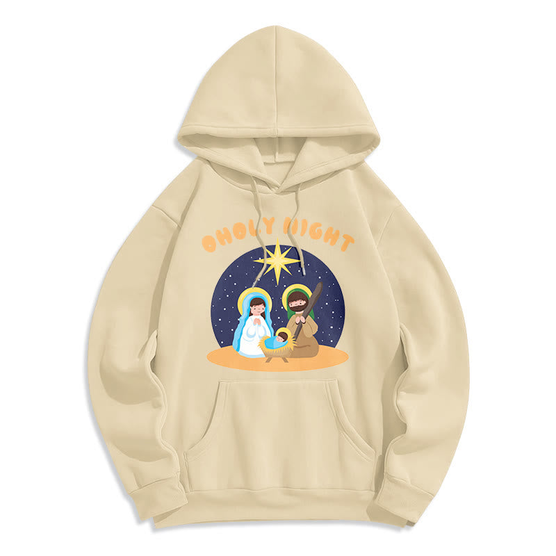 Christianartworkshop Farbiger Hoodie mit Krippenmotiv aus Fleece-gefüttertem Polyester - Beige - 2XL - image 0