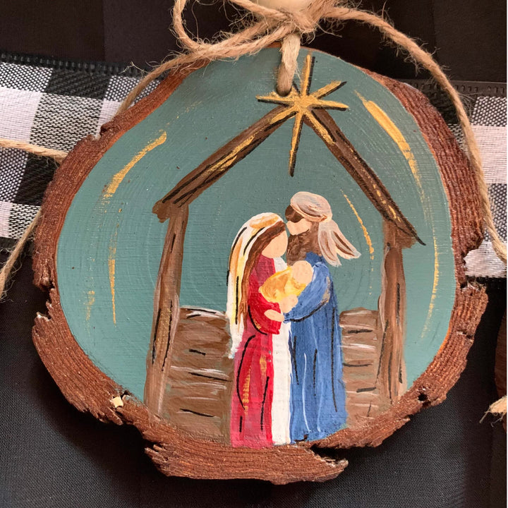 Christianartworkshop Weihnachtskrippe im farbigen Stil, Weihnachtskrippe aus Holz zum Aufhängen - Stil B - image 3