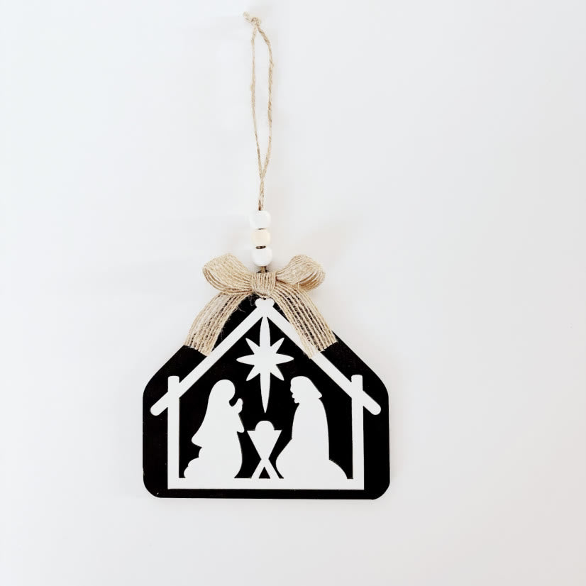 Christianartworkshop Weihnachtskrippe im minimalistischen Stil, Silhouette, Weihnachtskrippe, hängende Ornamente - image 1