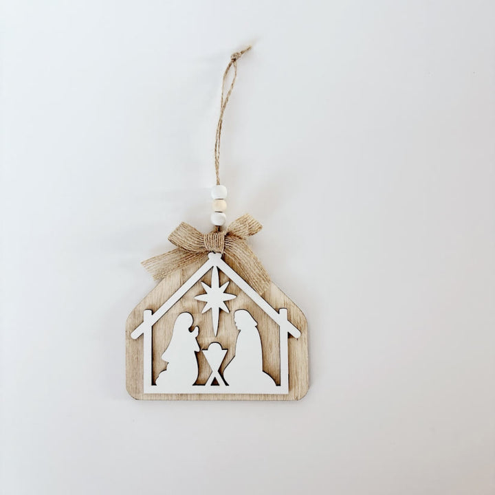 Christianartworkshop Weihnachtskrippe im minimalistischen Stil, Silhouette, Weihnachtskrippe, hängende Ornamente - image 3