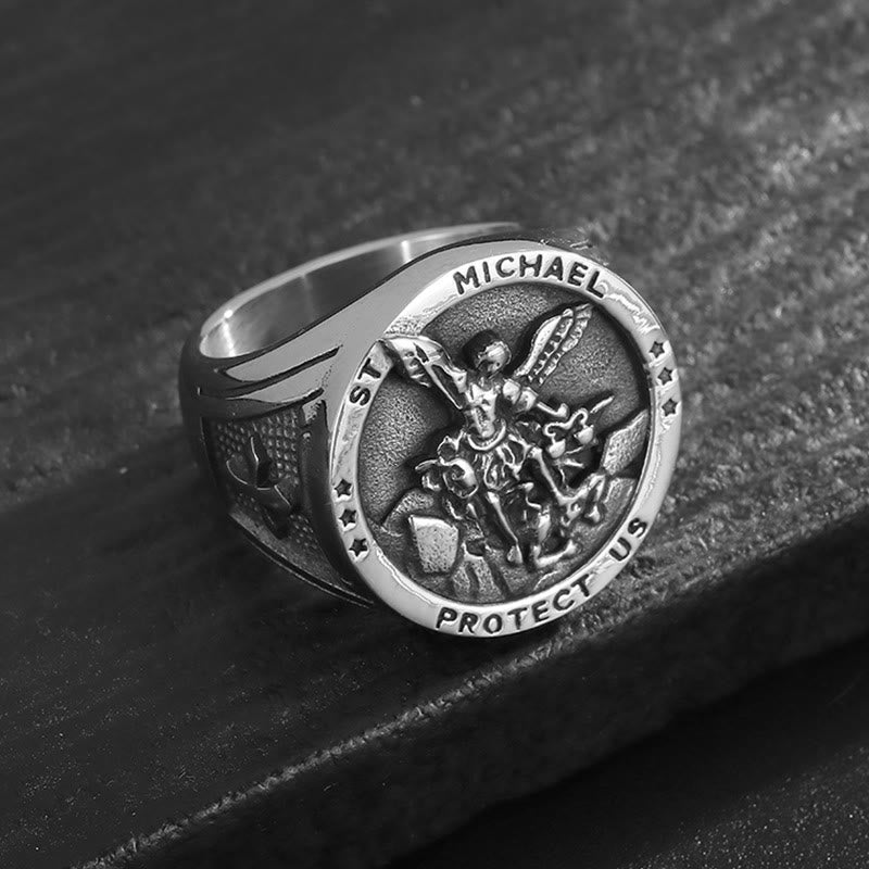 Christianartworkshop Klassischer Stil Michael Der Erzengel Beschütze uns Göttlicher Glaubensring