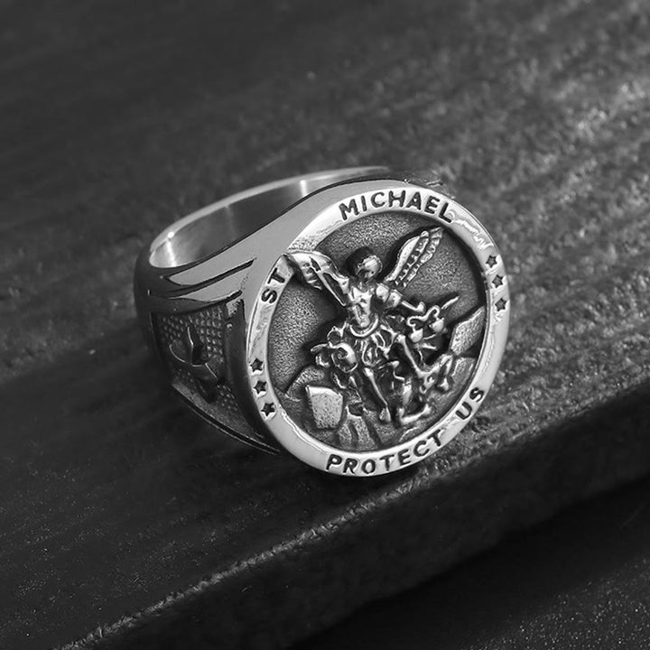 Christianartworkshop Klassischer Stil Michael Der Erzengel Beschütze uns Göttlicher Glaubensring