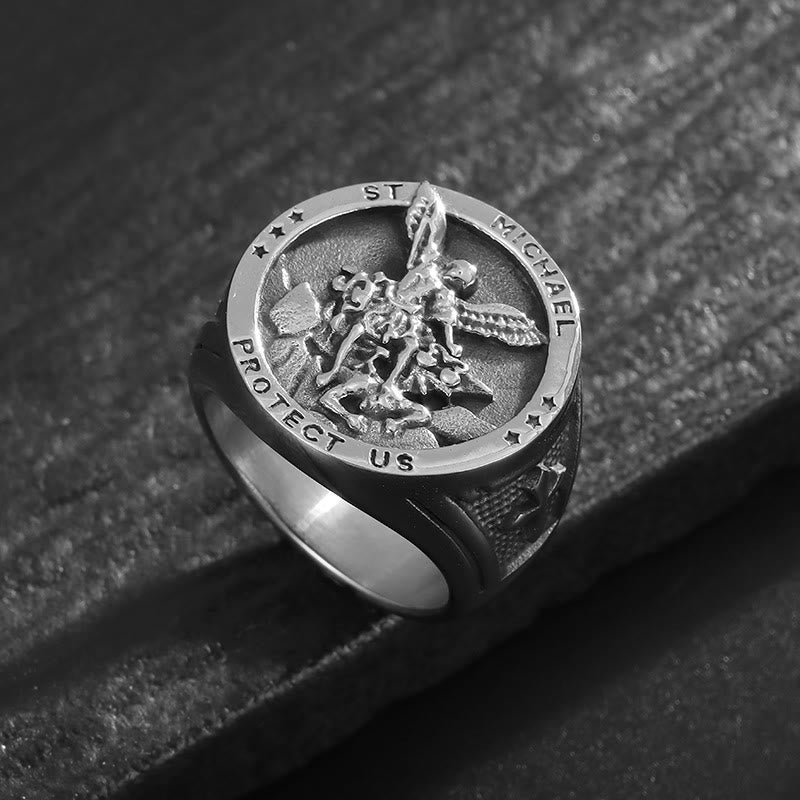 Christianartworkshop Klassischer Stil Michael Der Erzengel Beschütze uns Göttlicher Glaubensring