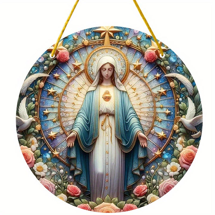 Christianartworkshop Farbiger Stil Wundertätige Medaille Blumenkranz Weihnachtsschmuck zum Aufhängen - image 2