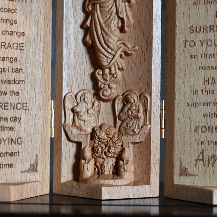 Christianartworkshop Klassischer Stil, zu öffnender Holzzylinder, Jesus-Figur, Schreibtisch-Dekoration, Ornament