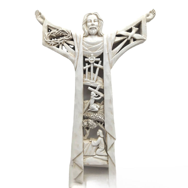 Christianartworkshop Klassischer Stil, handgefertigte Jesusfigur mit geöffneten Armen, Schreibtischdekoration, Ornament