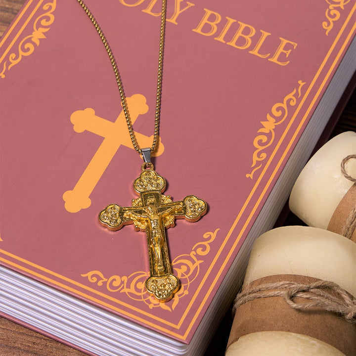 Christianartworkshop Halskette mit Anhänger im klassischen Stil, mehrfarbig, aus Legierung, Kruzifix, Glaube