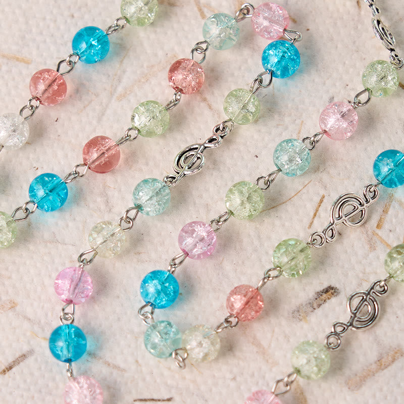 Christianartworkshop Rosenkranz „Unsere Liebe Frau von Fatima“ und „Himmelfahrt Unserer Lieben Frau“ aus runder, mehrfarbiger Glaslegierung, 8 mm