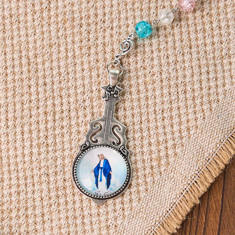 Christianartworkshop Rosenkranz „Unsere Liebe Frau von Fatima“ und „Himmelfahrt Unserer Lieben Frau“ aus runder, mehrfarbiger Glaslegierung, 8 mm