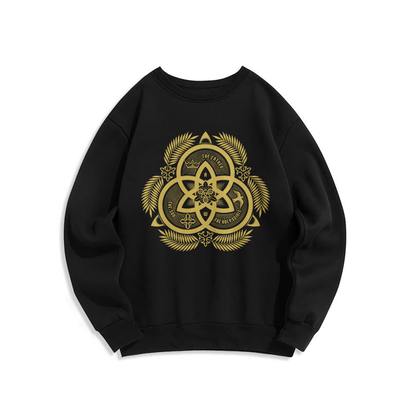 Christianartworkshop Klassisches Sweatshirt mit goldenem Emblem und Göttlicher Einheit – Fleecegefüttert aus Polyester - Schwarz - 2XL - image 5