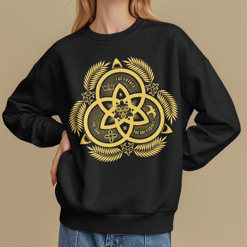Christianartworkshop Klassisches Sweatshirt mit goldenem Emblem und Göttlicher Einheit – Fleecegefüttert aus Polyester - image 8