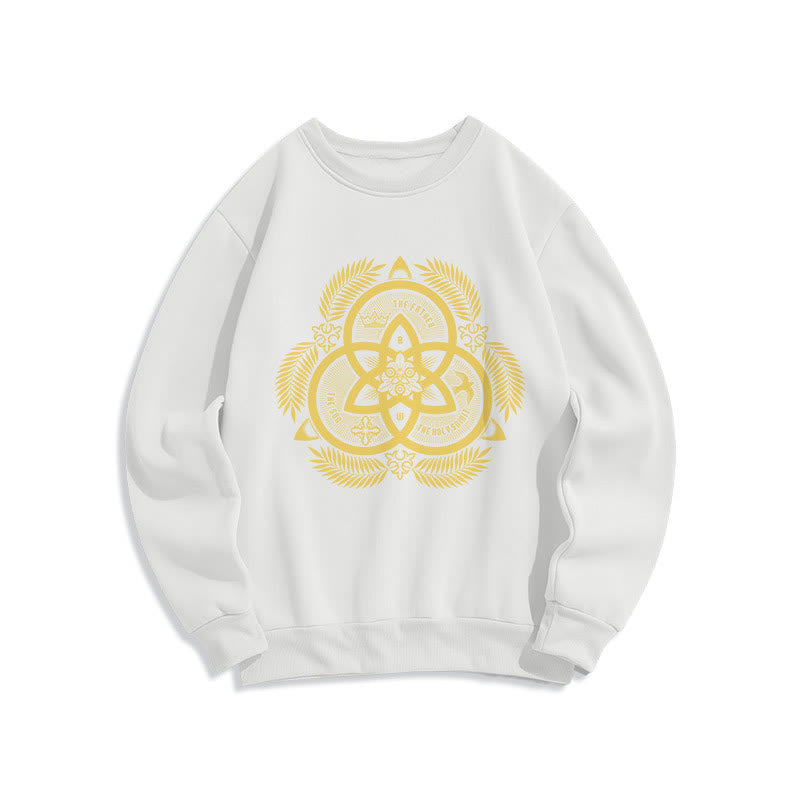 Christianartworkshop Klassisches Sweatshirt mit goldenem Emblem und Göttlicher Einheit – Fleecegefüttert aus Polyester - Weiß - 2XL - image 10