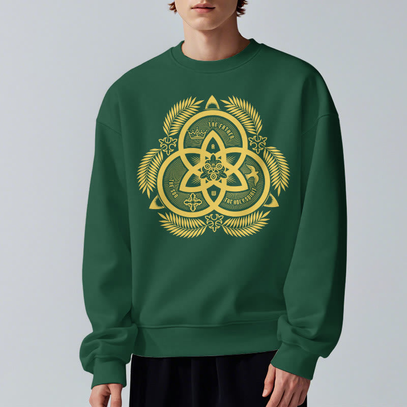 Christianartworkshop Klassisches Sweatshirt mit goldenem Emblem und Göttlicher Einheit – Fleecegefüttert aus Polyester - image 1