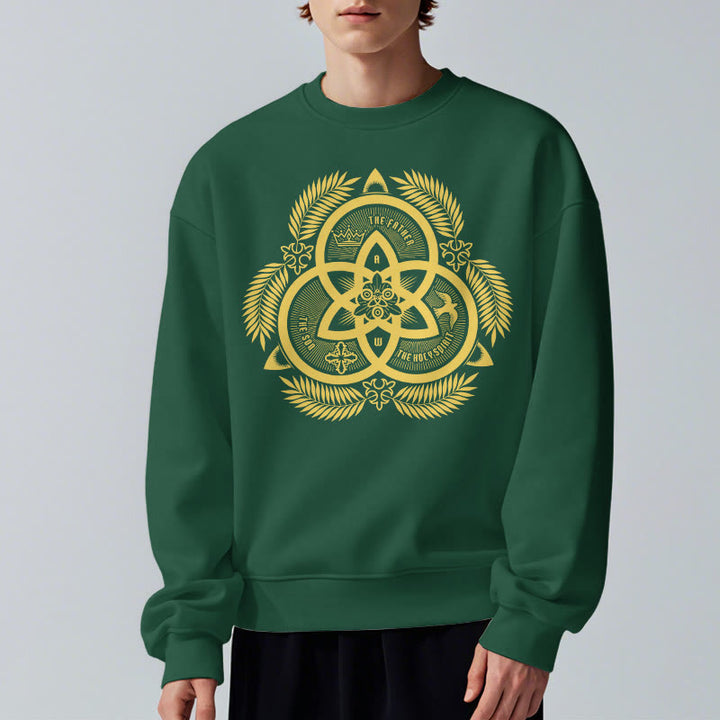 Christianartworkshop Klassisches Sweatshirt mit goldenem Emblem und Göttlicher Einheit – Fleecegefüttert aus Polyester - image 1