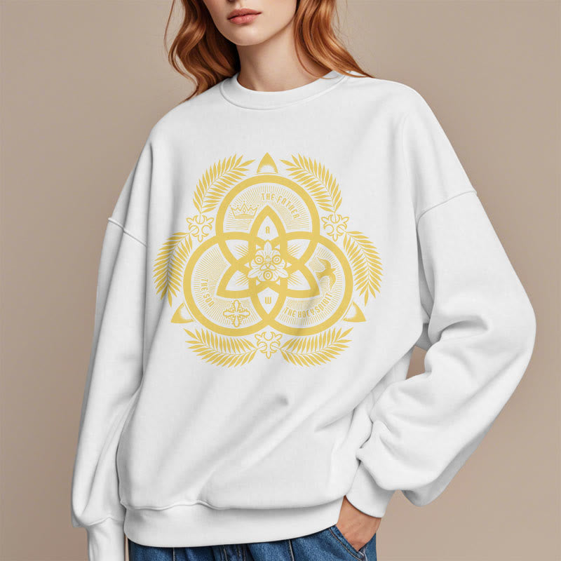 Christianartworkshop Klassisches Sweatshirt mit goldenem Emblem und Göttlicher Einheit – Fleecegefüttert aus Polyester - image 13
