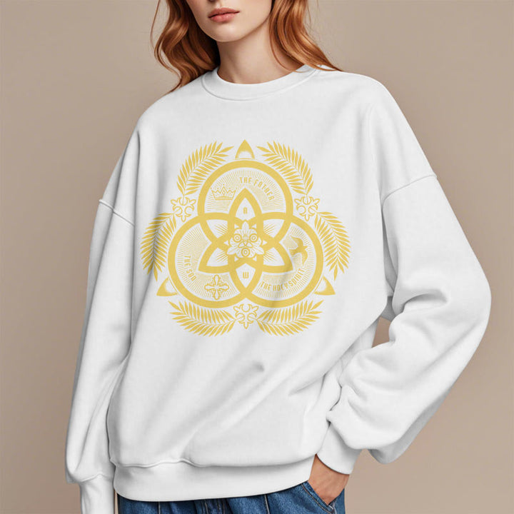 Christianartworkshop Klassisches Sweatshirt mit goldenem Emblem und Göttlicher Einheit – Fleecegefüttert aus Polyester - image 13