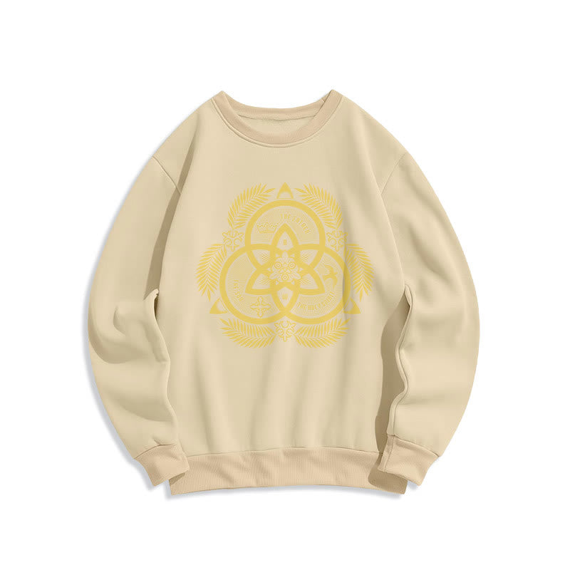 Christianartworkshop Klassisches Sweatshirt mit goldenem Emblem und Göttlicher Einheit – Fleecegefüttert aus Polyester - Beige - 2XL - image 15