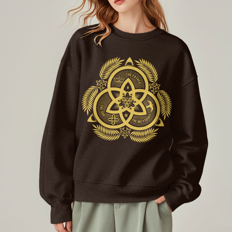 Christianartworkshop Klassisches Sweatshirt mit goldenem Emblem und Göttlicher Einheit – Fleecegefüttert aus Polyester - image 23