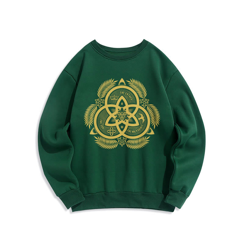 Christianartworkshop Klassisches Sweatshirt mit goldenem Emblem und Göttlicher Einheit – Fleecegefüttert aus Polyester - Grün - 2XL - image 0