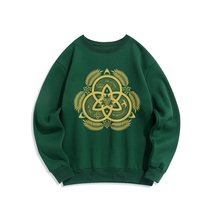Christianartworkshop Klassisches Sweatshirt mit goldenem Emblem und Göttlicher Einheit – Fleecegefüttert aus Polyester - Grün - 2XL - image 0