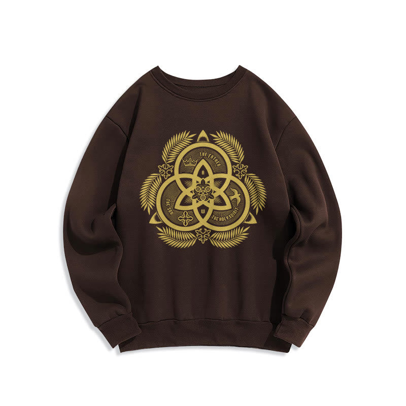 Christianartworkshop Klassisches Sweatshirt mit goldenem Emblem und Göttlicher Einheit – Fleecegefüttert aus Polyester - Braun - 2XL - image 20