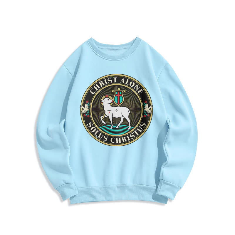 Christianartworkshop Moderner Stil Christ Alone Lamb of God Polyester-Sweatshirt mit Fleecefutter