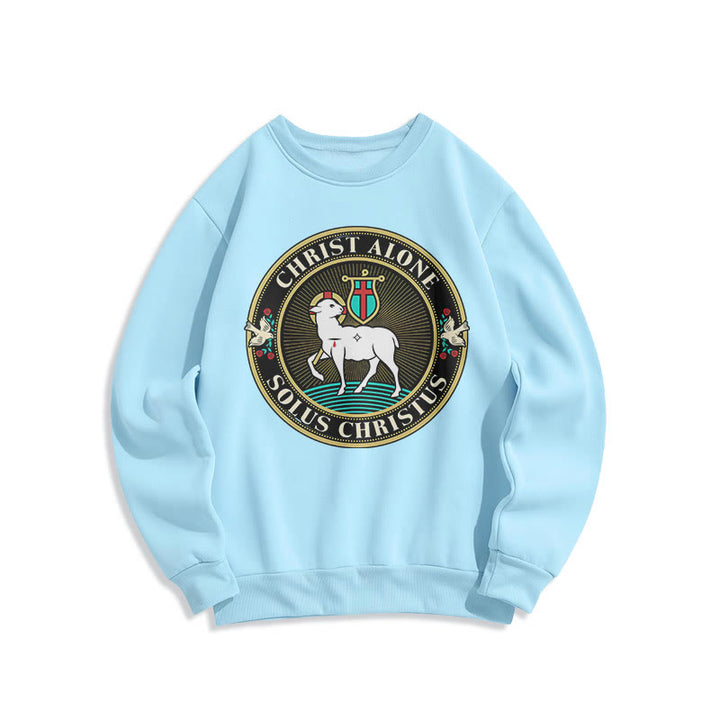 Christianartworkshop Moderner Stil Christ Alone Lamb of God Polyester-Sweatshirt mit Fleecefutter