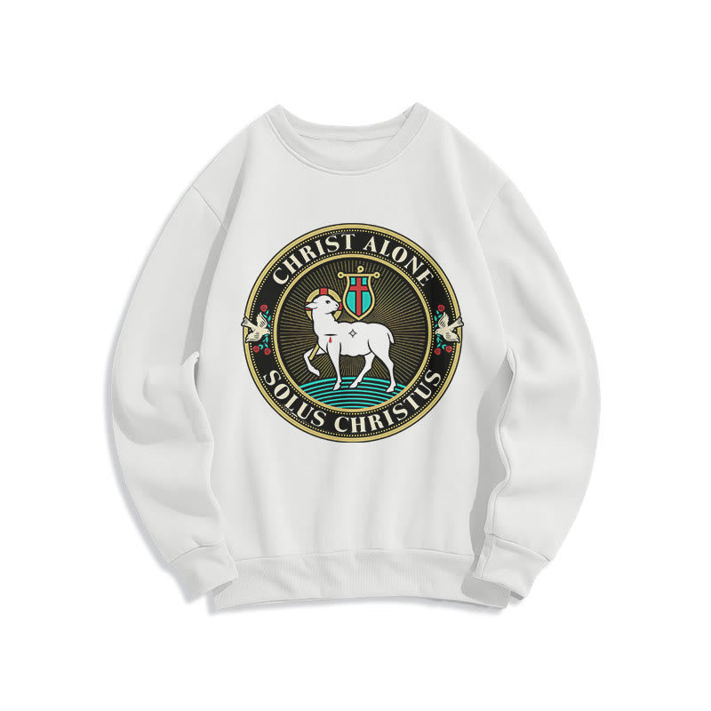 Christianartworkshop Modernes Sweatshirt „Christus allein, Lamm Gottes“ aus gefüttertem Polyester - Weiß - 2XL - image 0
