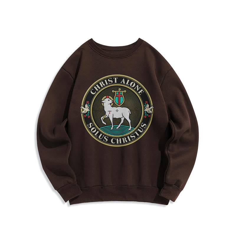 Christianartworkshop Moderner Stil Christ Alone Lamb of God Polyester-Sweatshirt mit Fleecefutter