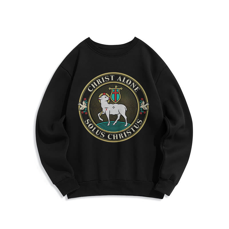 Christianartworkshop Moderner Stil Christ Alone Lamb of God Polyester-Sweatshirt mit Fleecefutter