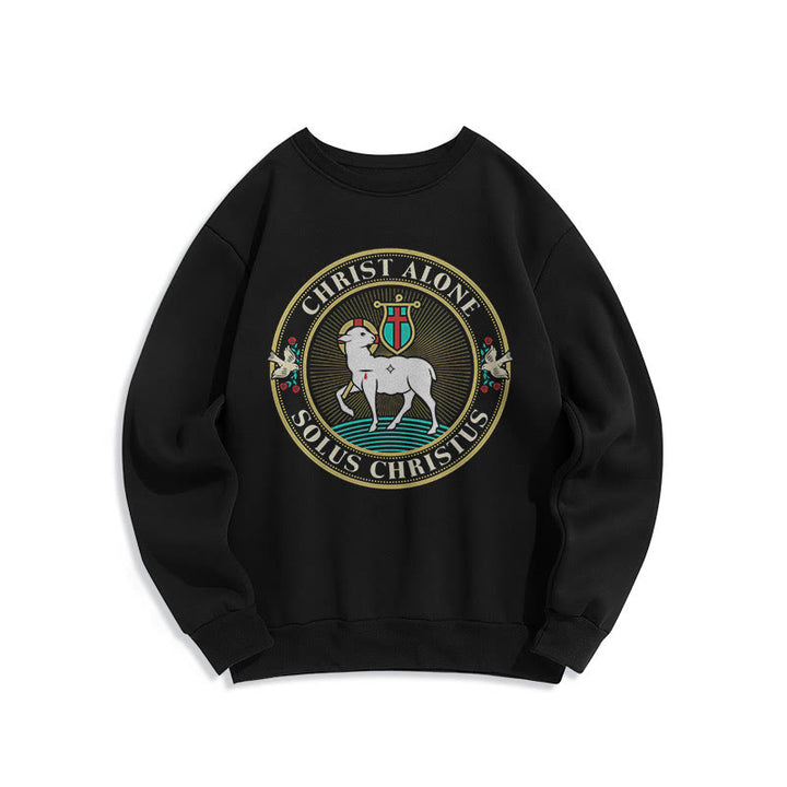 Christianartworkshop Moderner Stil Christ Alone Lamb of God Polyester-Sweatshirt mit Fleecefutter