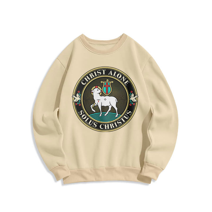 Christianartworkshop Moderner Stil Christ Alone Lamb of God Polyester-Sweatshirt mit Fleecefutter