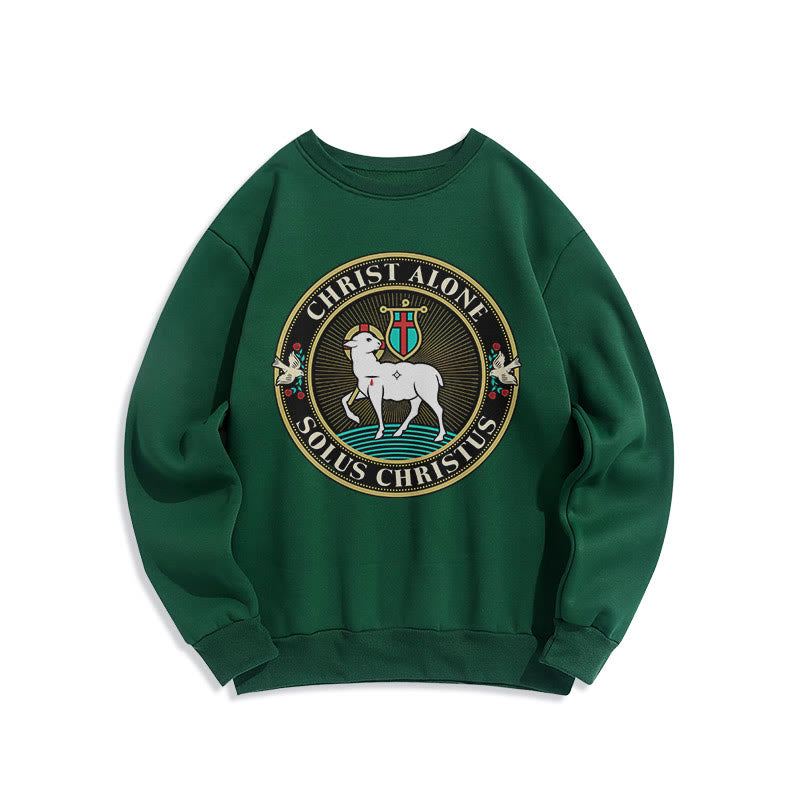 Christianartworkshop Moderner Stil Christ Alone Lamb of God Polyester-Sweatshirt mit Fleecefutter