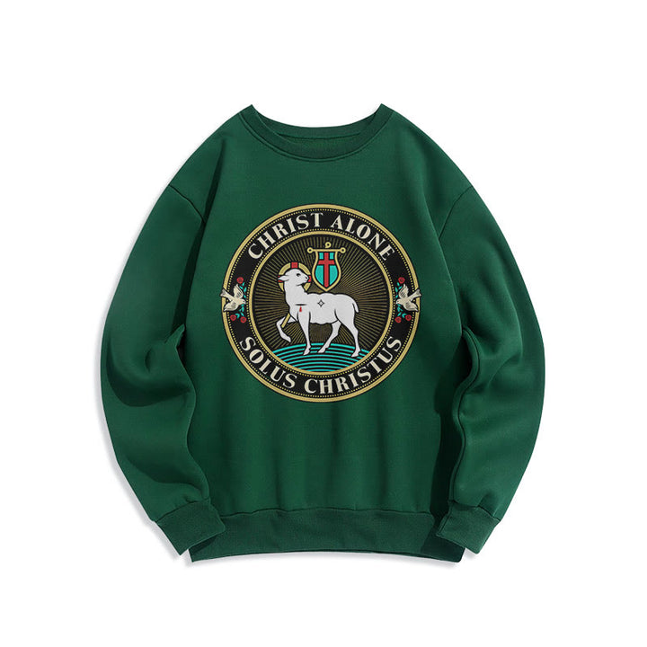 Christianartworkshop Moderner Stil Christ Alone Lamb of God Polyester-Sweatshirt mit Fleecefutter