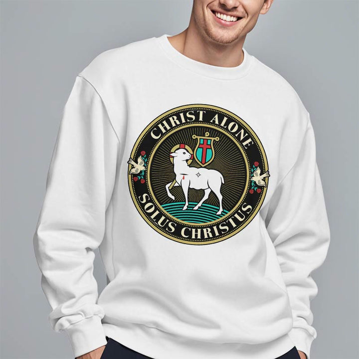 Christianartworkshop Moderner Stil Christ Alone Lamb of God Polyester-Sweatshirt mit Fleecefutter