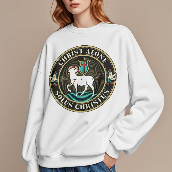 Christianartworkshop Moderner Stil Christ Alone Lamb of God Polyester-Sweatshirt mit Fleecefutter
