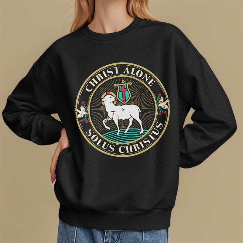 Christianartworkshop Moderner Stil Christ Alone Lamb of God Polyester-Sweatshirt mit Fleecefutter