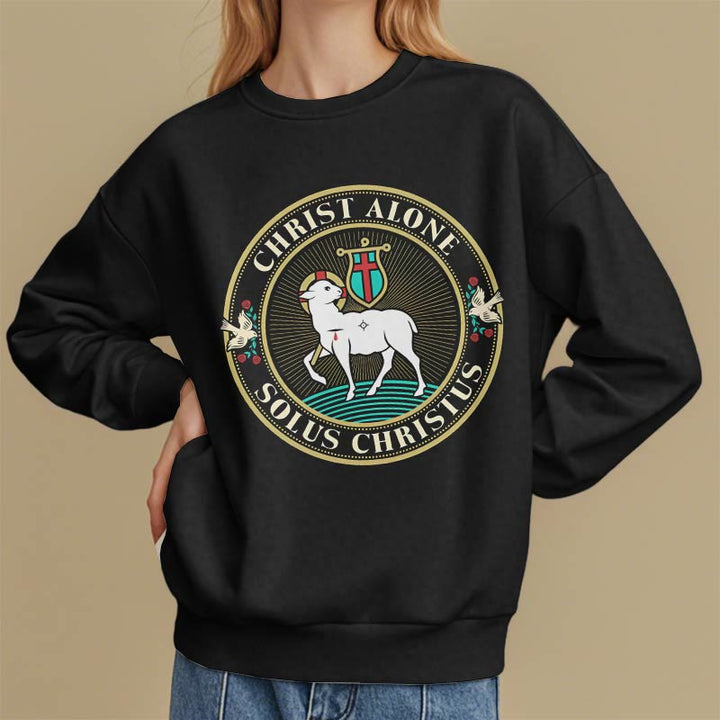 Christianartworkshop Moderner Stil Christ Alone Lamb of God Polyester-Sweatshirt mit Fleecefutter
