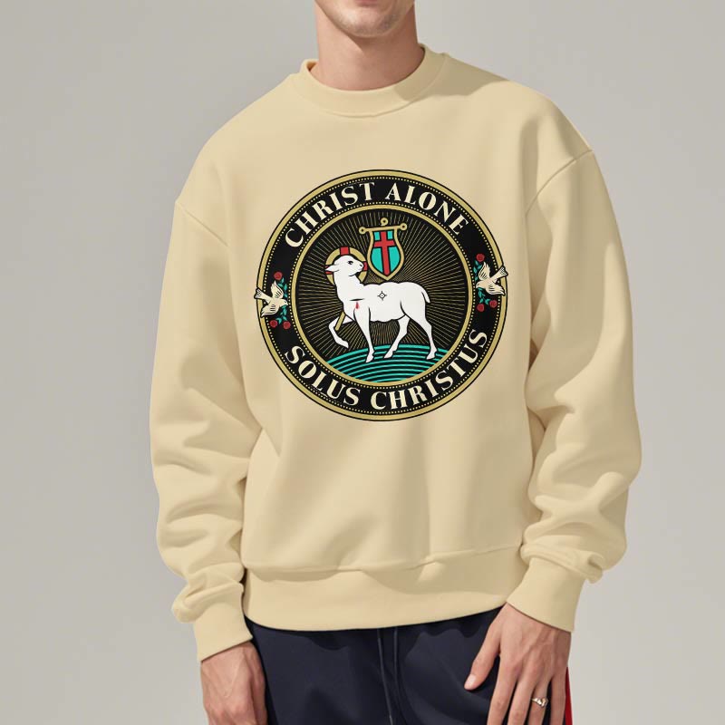 Christianartworkshop Moderner Stil Christ Alone Lamb of God Polyester-Sweatshirt mit Fleecefutter