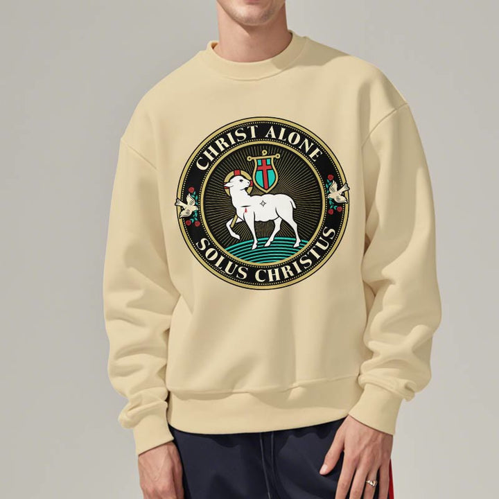 Christianartworkshop Moderner Stil Christ Alone Lamb of God Polyester-Sweatshirt mit Fleecefutter