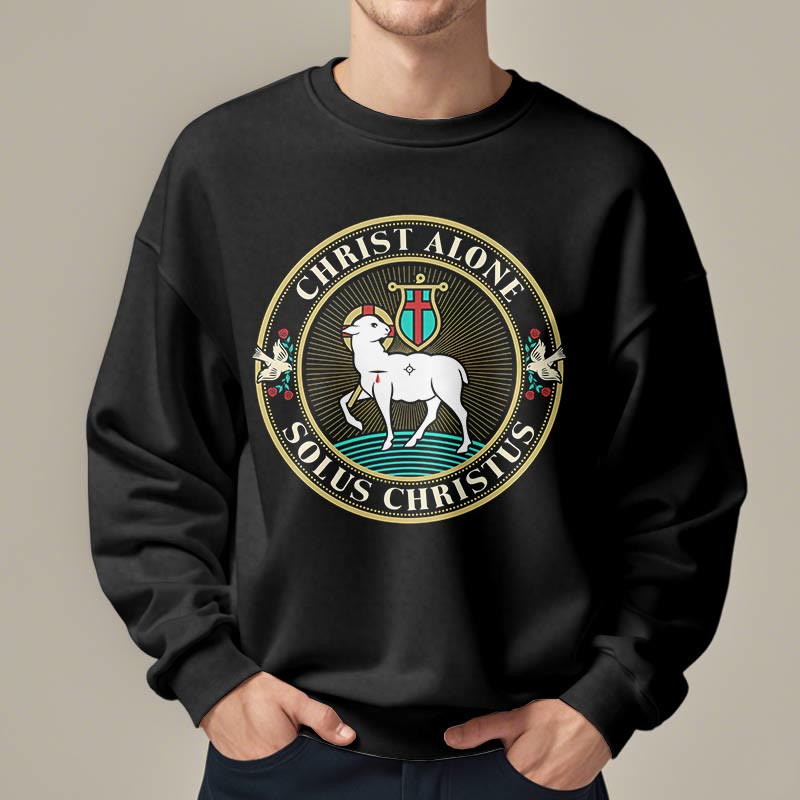 Christianartworkshop Moderner Stil Christ Alone Lamb of God Polyester-Sweatshirt mit Fleecefutter