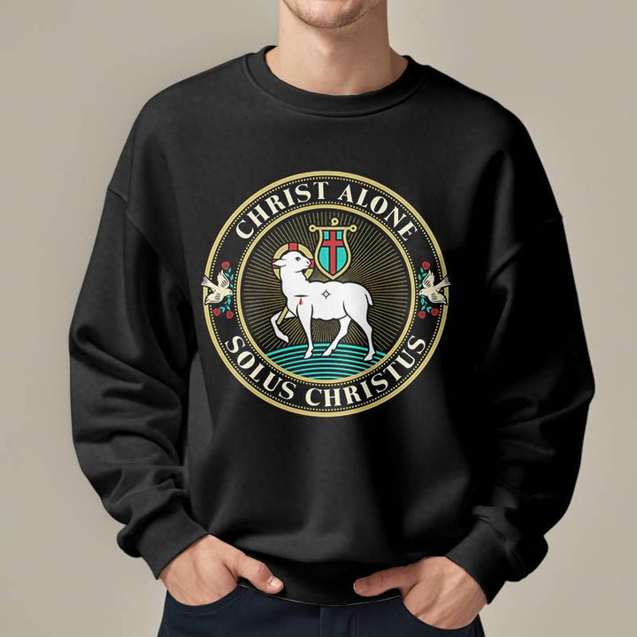Christianartworkshop Moderner Stil Christ Alone Lamb of God Polyester-Sweatshirt mit Fleecefutter