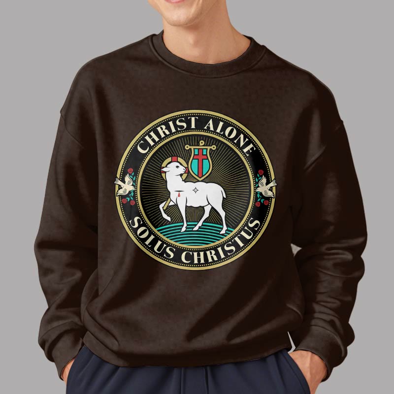 Christianartworkshop Moderner Stil Christ Alone Lamb of God Polyester-Sweatshirt mit Fleecefutter