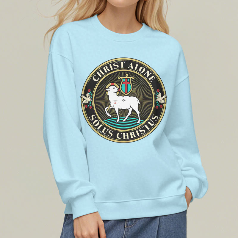 Christianartworkshop Moderner Stil Christ Alone Lamb of God Polyester-Sweatshirt mit Fleecefutter