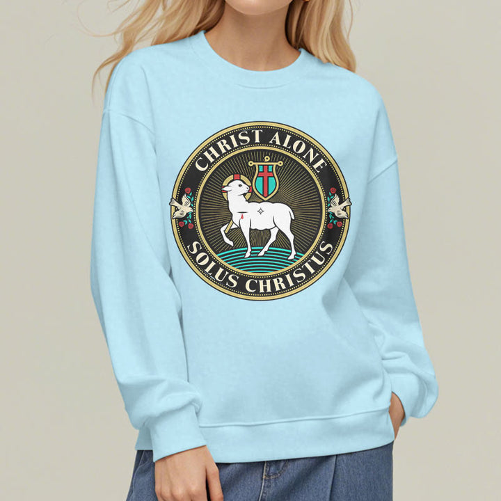 Christianartworkshop Moderner Stil Christ Alone Lamb of God Polyester-Sweatshirt mit Fleecefutter