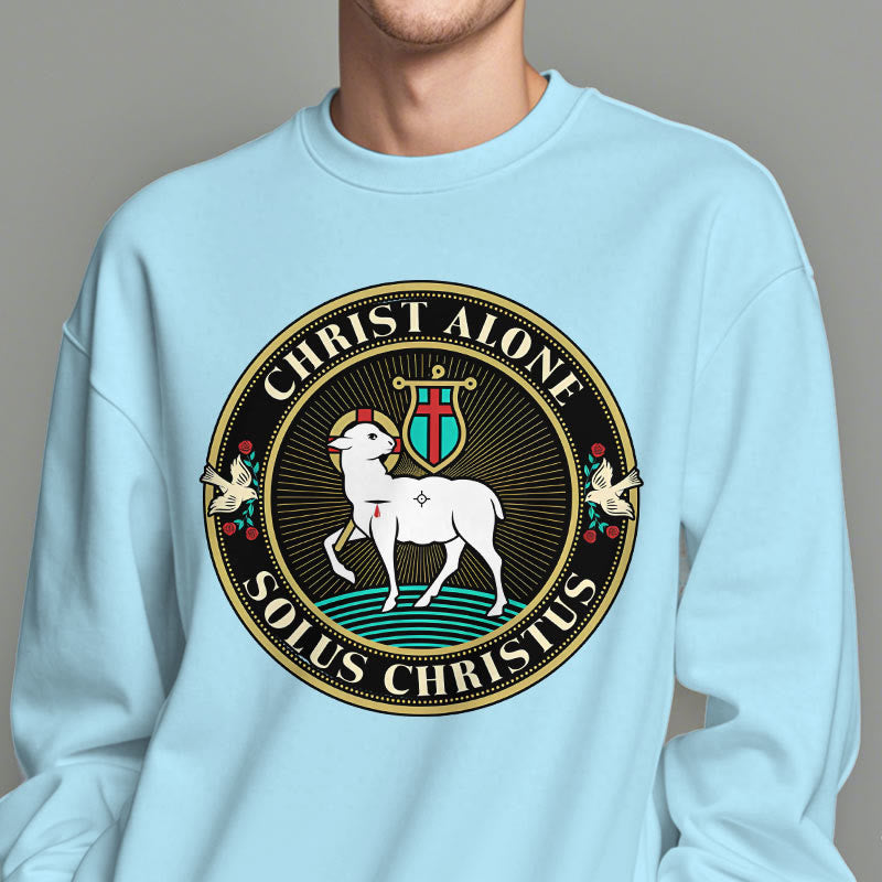 Christianartworkshop Moderner Stil Christ Alone Lamb of God Polyester-Sweatshirt mit Fleecefutter