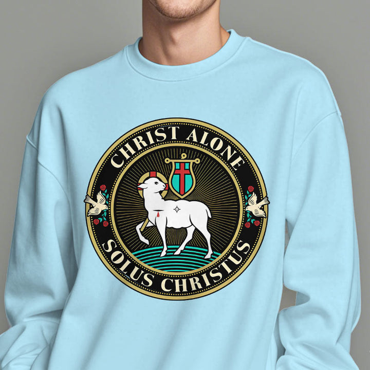 Christianartworkshop Moderner Stil Christ Alone Lamb of God Polyester-Sweatshirt mit Fleecefutter