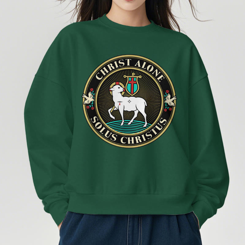 Christianartworkshop Moderner Stil Christ Alone Lamb of God Polyester-Sweatshirt mit Fleecefutter