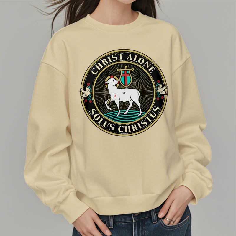 Christianartworkshop Moderner Stil Christ Alone Lamb of God Polyester-Sweatshirt mit Fleecefutter